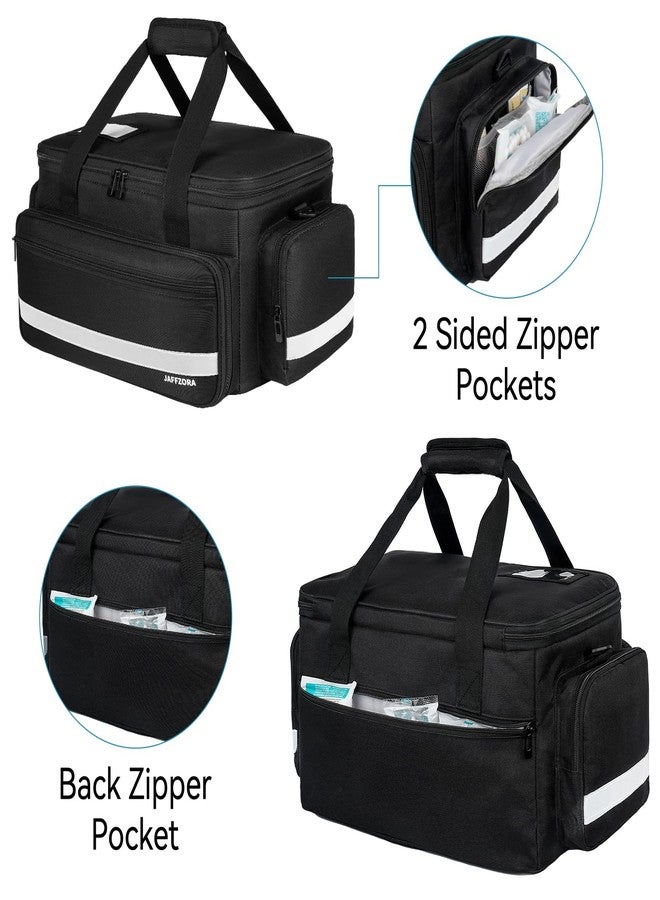 Jaffzora Medical Bag, Medical Equipment Case Empty, Large Home Health Nurse Bag with Shoulder Strap, Medication First Aid Organizer for Therapist, Doctors, Nursing Students (Black) - Image 4